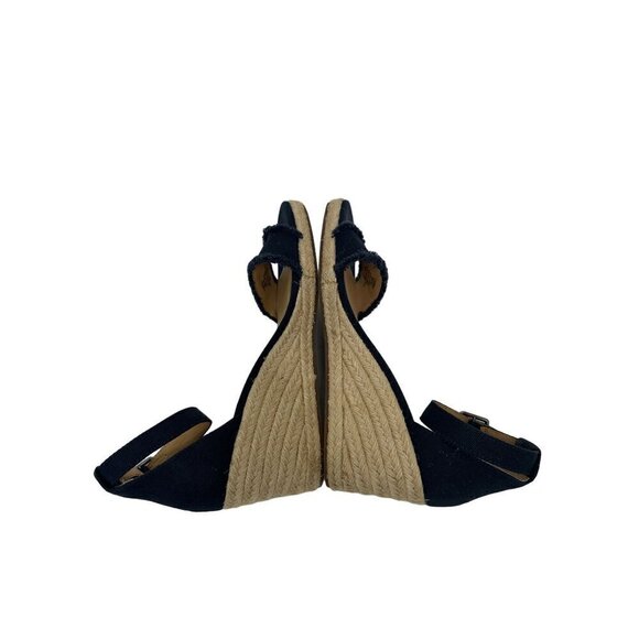 Lucky Brand Navy Blue Canvas Espadrille 3 Inch Wedge Sandals Size 9 - Picture 6 of 14